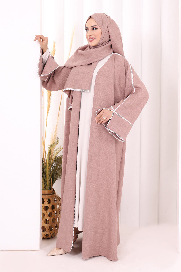 Keten Takım Şal Hediyelidir 7067 Gül Kurusu - 4