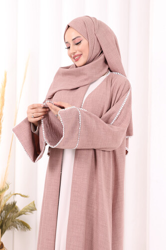 Keten Takım Şal Hediyelidir 7067 Gül Kurusu - 5