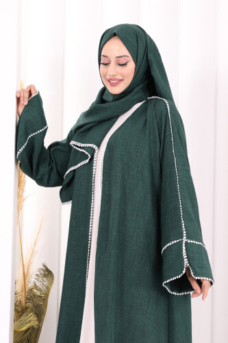 Keten Takım Şal Hediyelidir 7067 Zümrüt - 5