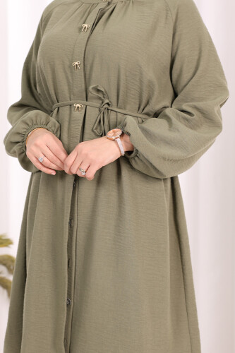 Keten Tunik Pantolon Takım 8013 Haki - 6