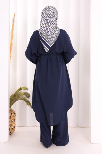 Keten Tunik Pantolon Takım 8013 Lacivert - 5