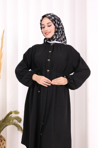 Keten Tunik Pantolon Takım 8013 Siyah - 5