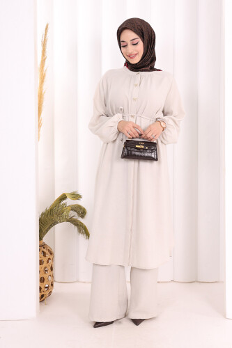 Keten Tunik Pantolon Takım 8013 Taş 