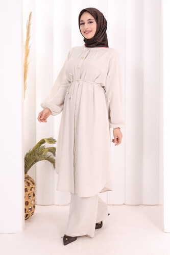 Keten Tunik Pantolon Takım 8013 Taş - 4
