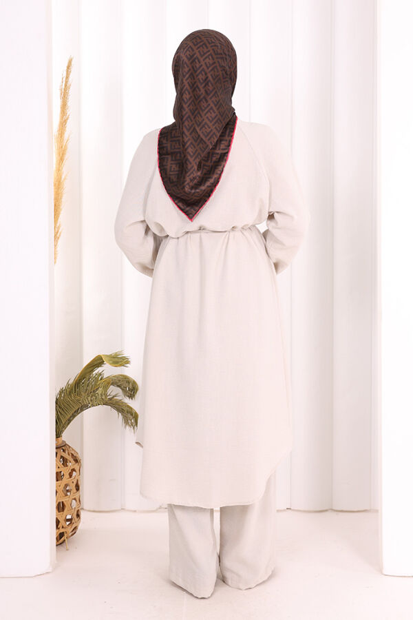 Keten Tunik Pantolon Takım 8013 Taş - 5
