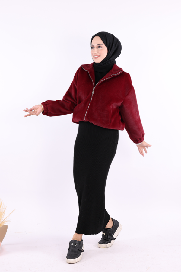 Kısa Angora Mont 70028 Bordo - 2