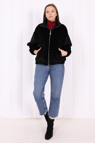 Kısa Angora Mont 70028 Siyah - Bym Fashion