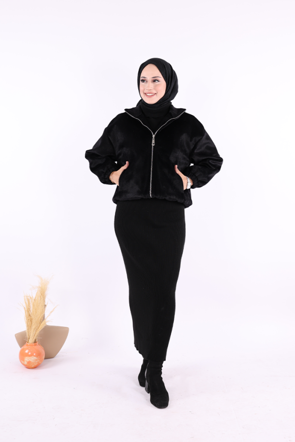 Kısa Angora Mont 70028 Siyah - 1