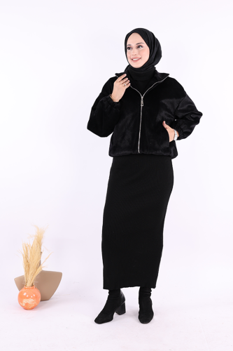 Kısa Angora Mont 70028 Siyah - 2