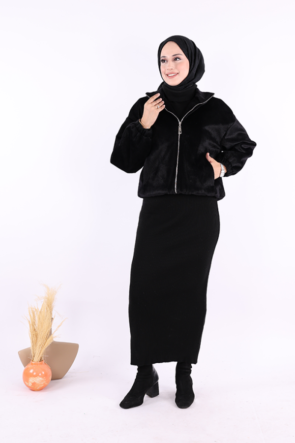 Kısa Angora Mont 70028 Siyah - 2