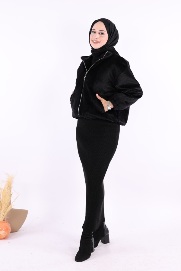 Kısa Angora Mont 70028 Siyah - 3