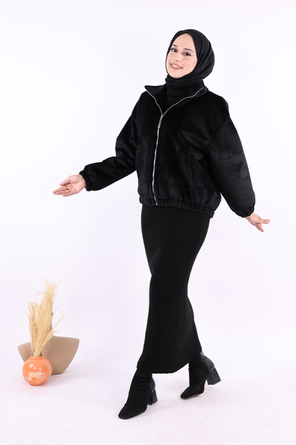 Kısa Angora Mont 70028 Siyah - 4