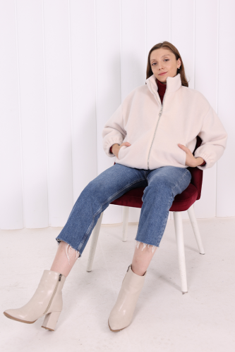 Kısa Angora Mont 70028 Taş - Bym Fashion