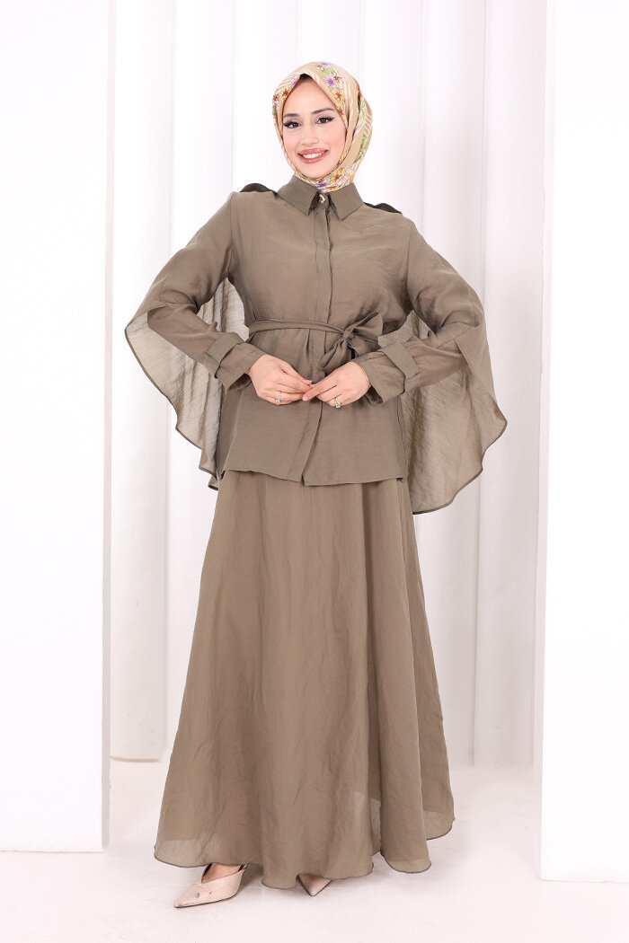 Kloş Etek Tunik Takım 8028 Haki - 1