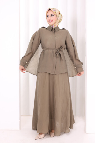 Kloş Etek Tunik Takım 8028 Haki - 2