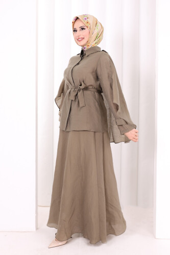 Kloş Etek Tunik Takım 8028 Haki - 3
