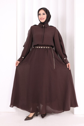 Kloş Etek Tunik Takım 8028 Kahverengi