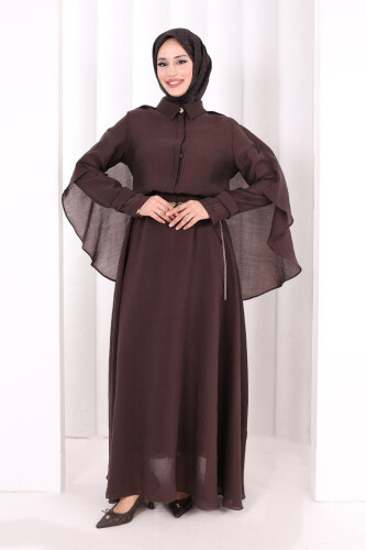 Kloş Etek Tunik Takım 8028 Kahverengi - 2