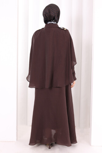 Kloş Etek Tunik Takım 8028 Kahverengi - 5