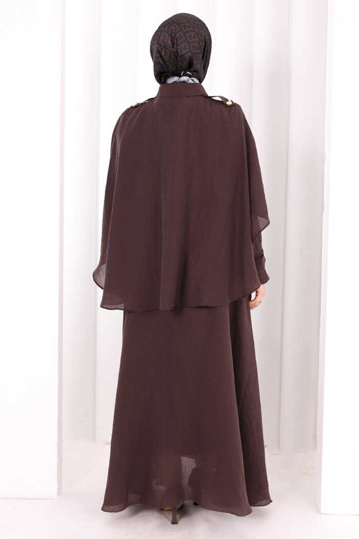 Kloş Etek Tunik Takım 8028 Kahverengi - 5