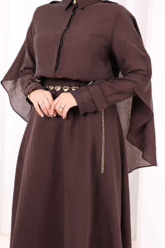 Kloş Etek Tunik Takım 8028 Kahverengi - 7