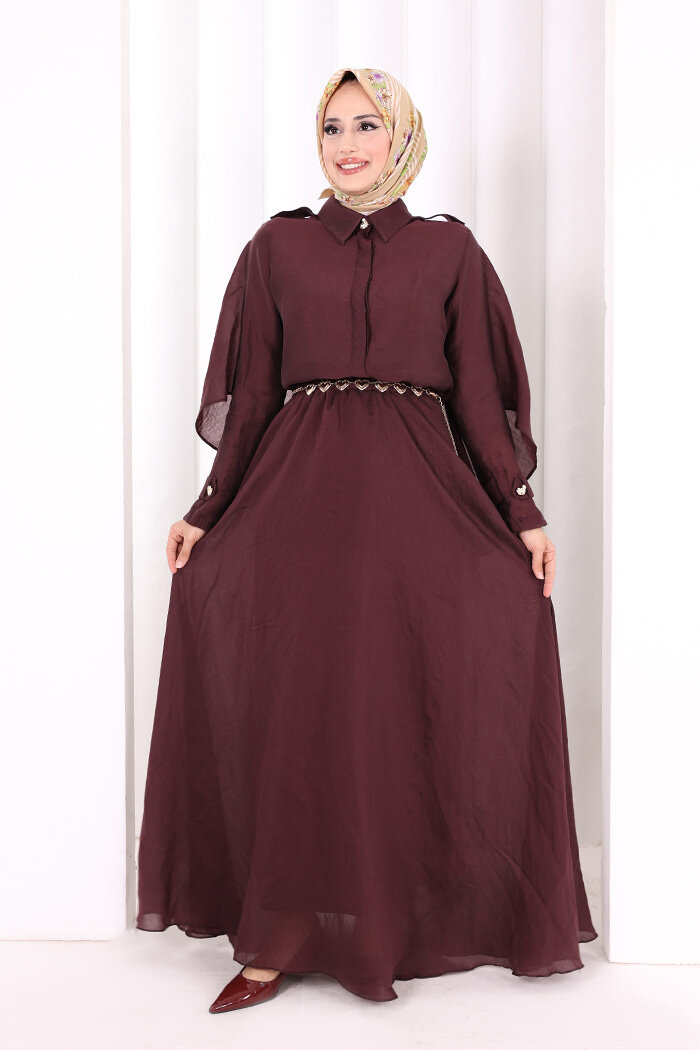 Kloş Etek Tunik Takım 8028 Mürdüm - 1