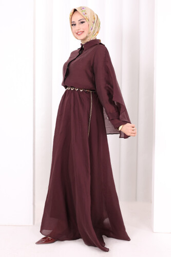 Kloş Etek Tunik Takım 8028 Mürdüm - 3