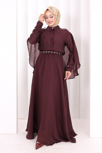 Kloş Etek Tunik Takım 8028 Mürdüm - 4