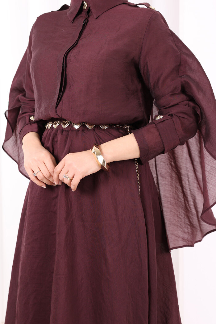 Kloş Etek Tunik Takım 8028 Mürdüm - 7