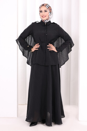 Kloş Etek Tunik Takım 8028 Siyah - 2