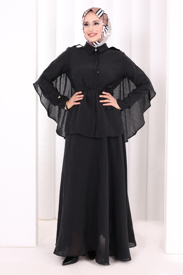 Kloş Etek Tunik Takım 8028 Siyah - 2