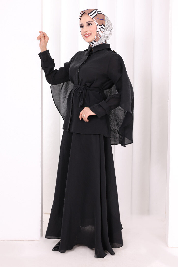Kloş Etek Tunik Takım 8028 Siyah - 4