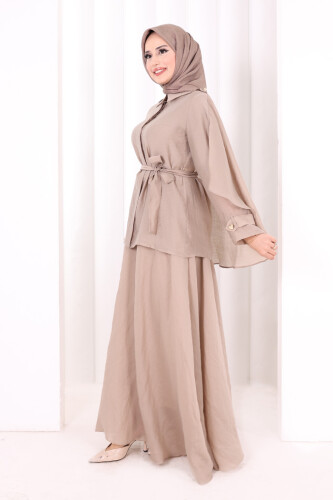 Kloş Etek Tunik Takım 8028 Vizon - 3