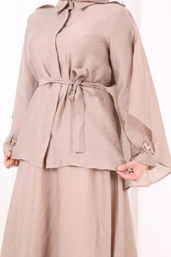 Kloş Etek Tunik Takım 8028 Vizon - 6