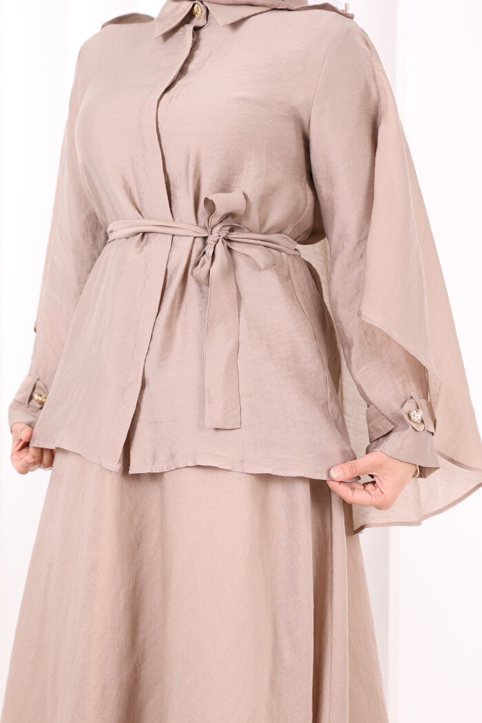 Kloş Etek Tunik Takım 8028 Vizon - 6