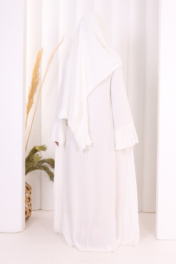 Kol Fırfır Detay Elbise Şal Hediye! 6073 Ekru - 4