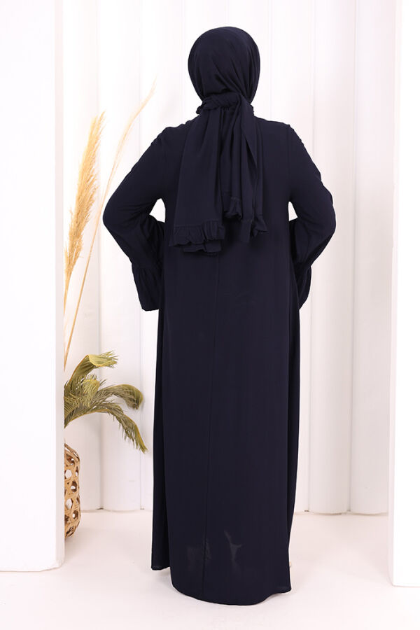 Kol Fırfır Detay Elbise Şal Hediye! 6073 Lacivert - 4