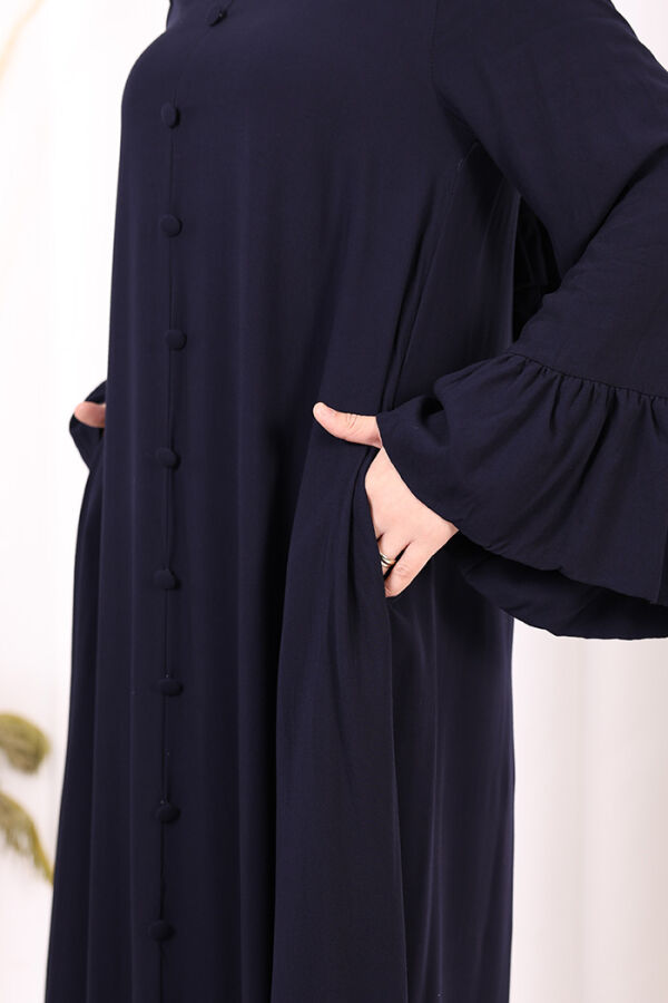Kol Fırfır Detay Elbise Şal Hediye! 6073 Lacivert - 6