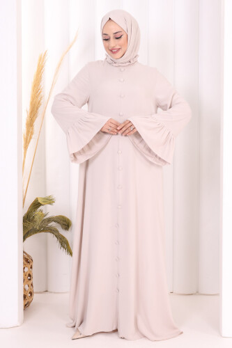 Kol Fırfır Detay Elbise Şal Hediye! 6073 Taş