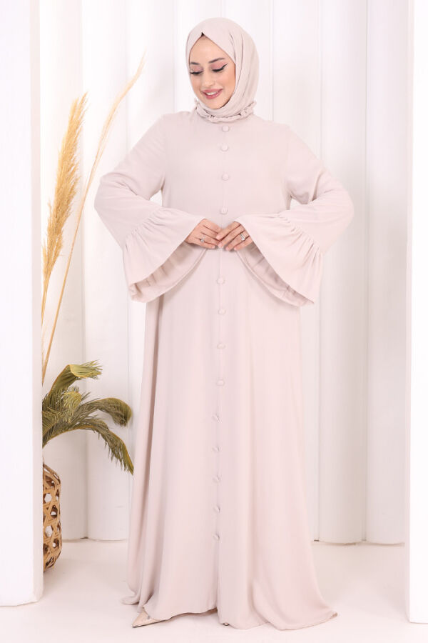 Kol Fırfır Detay Elbise Şal Hediye! 6073 Taş - 1