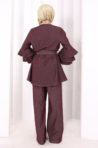 Koldan Fırfır Detay İkili Takım 8025 Bordo - 4