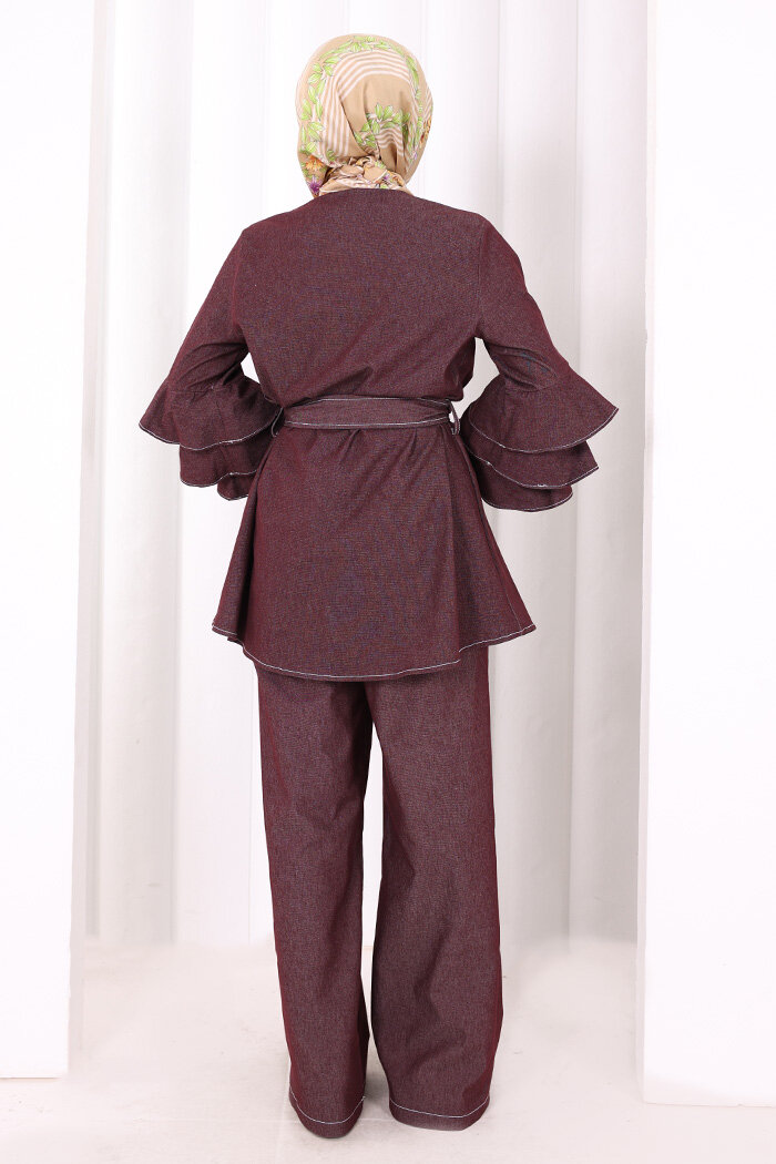 Koldan Fırfır Detay İkili Takım 8025 Bordo - 4