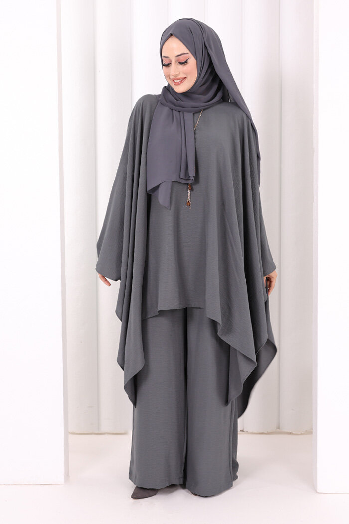 Kolyeli Tunik Pantolon Takım 8026 Antrasit - 1
