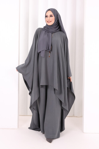 Kolyeli Tunik Pantolon Takım 8026 Antrasit - 2