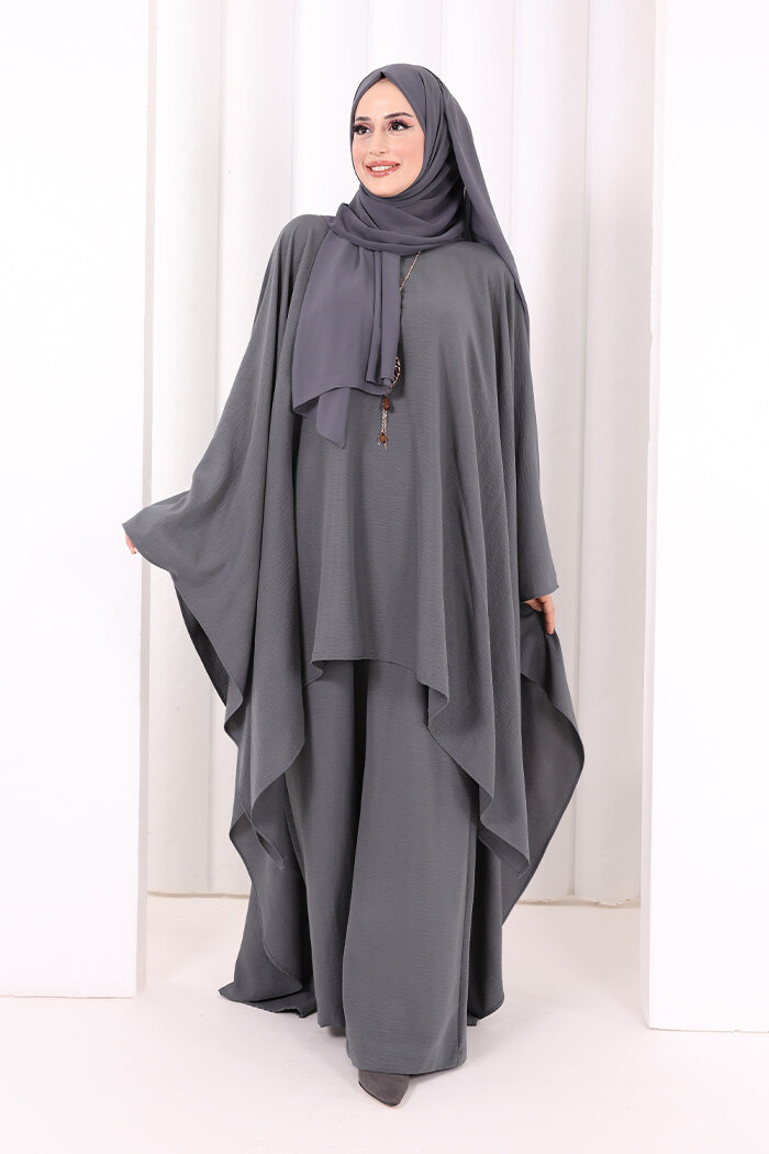 Kolyeli Tunik Pantolon Takım 8026 Antrasit - 2