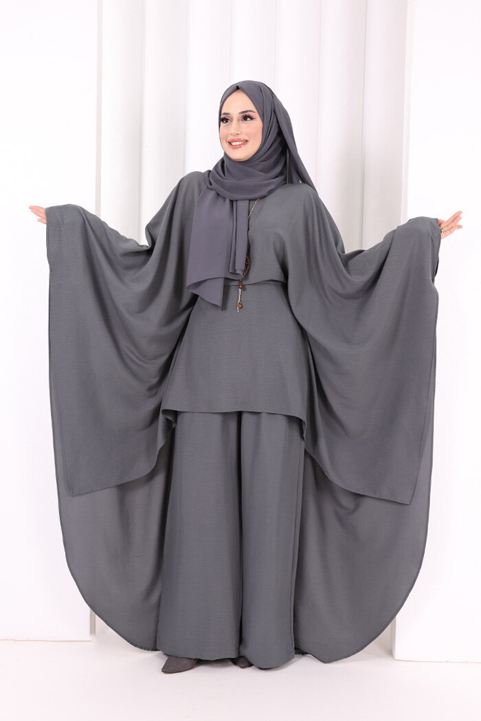 Kolyeli Tunik Pantolon Takım 8026 Antrasit - 3