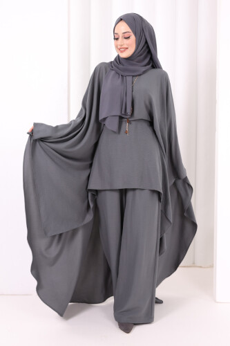 Kolyeli Tunik Pantolon Takım 8026 Antrasit - 4
