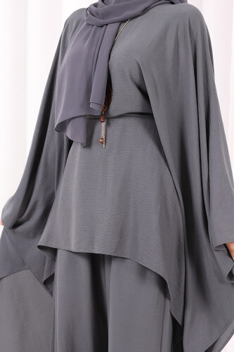 Kolyeli Tunik Pantolon Takım 8026 Antrasit - 7