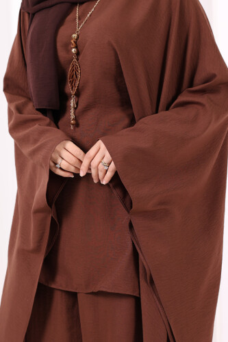 Kolyeli Tunik Pantolon Takım 8026 Kahverengi - 5