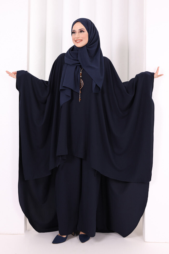 Kolyeli Tunik Pantolon Takım 8026 Lacivert - 1